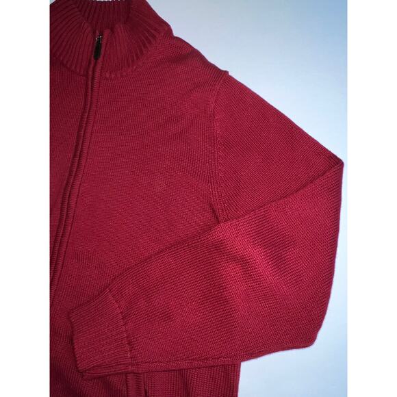 LL Bean Sweater Men’s Size L Red 1/4 Zip Pullover Mock Neck Long Sleeve Cotton - Picture 3 of 16